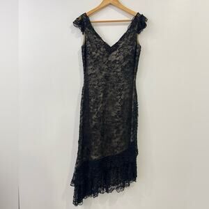 Victoria Royal Ltd Beaded Asymmetrical Dress Black Y2K Vintage 6 Whimsigoth